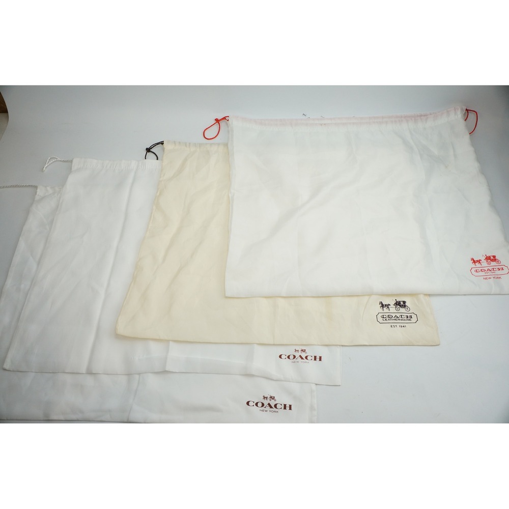 Coach Dust Bag Lot 4pc White Cream Drawstring Storage Handbag Accessory Good